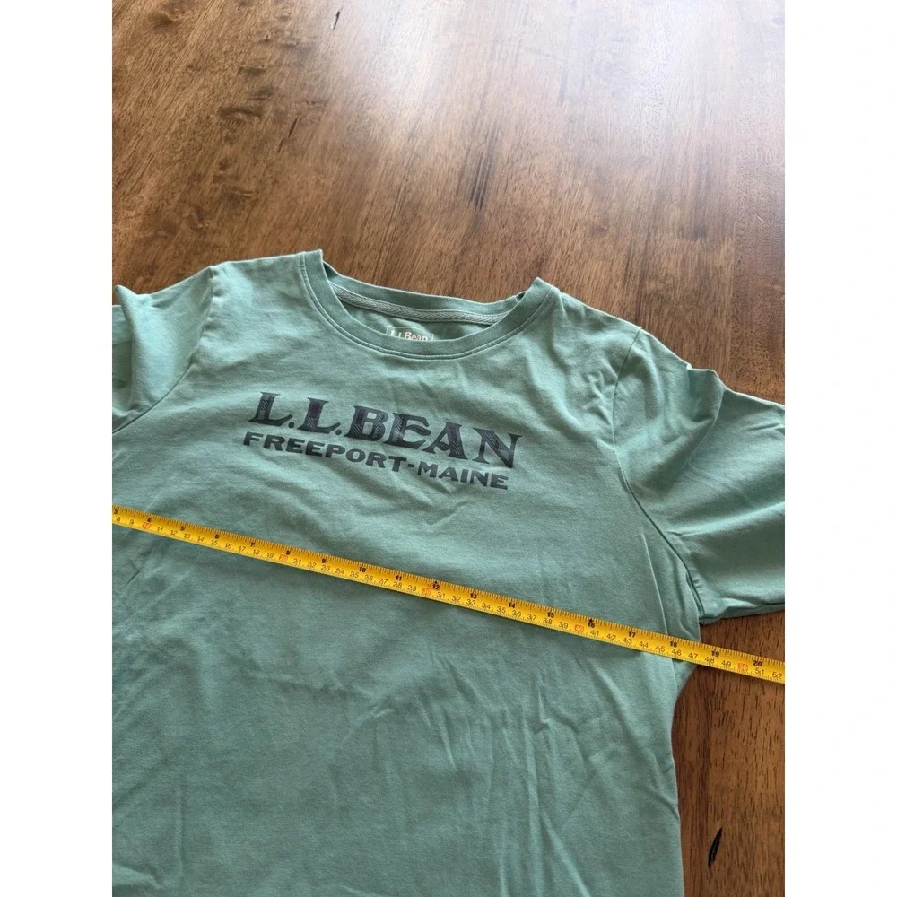 L.L. Bean Long Sleeve Graphic Tee Shirt Green Freeport Maine Men's Size M Tall